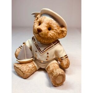 Lenox "First Mate" Porcelain Teddy Bear Sailor Boy 24k Gold Accents EUC